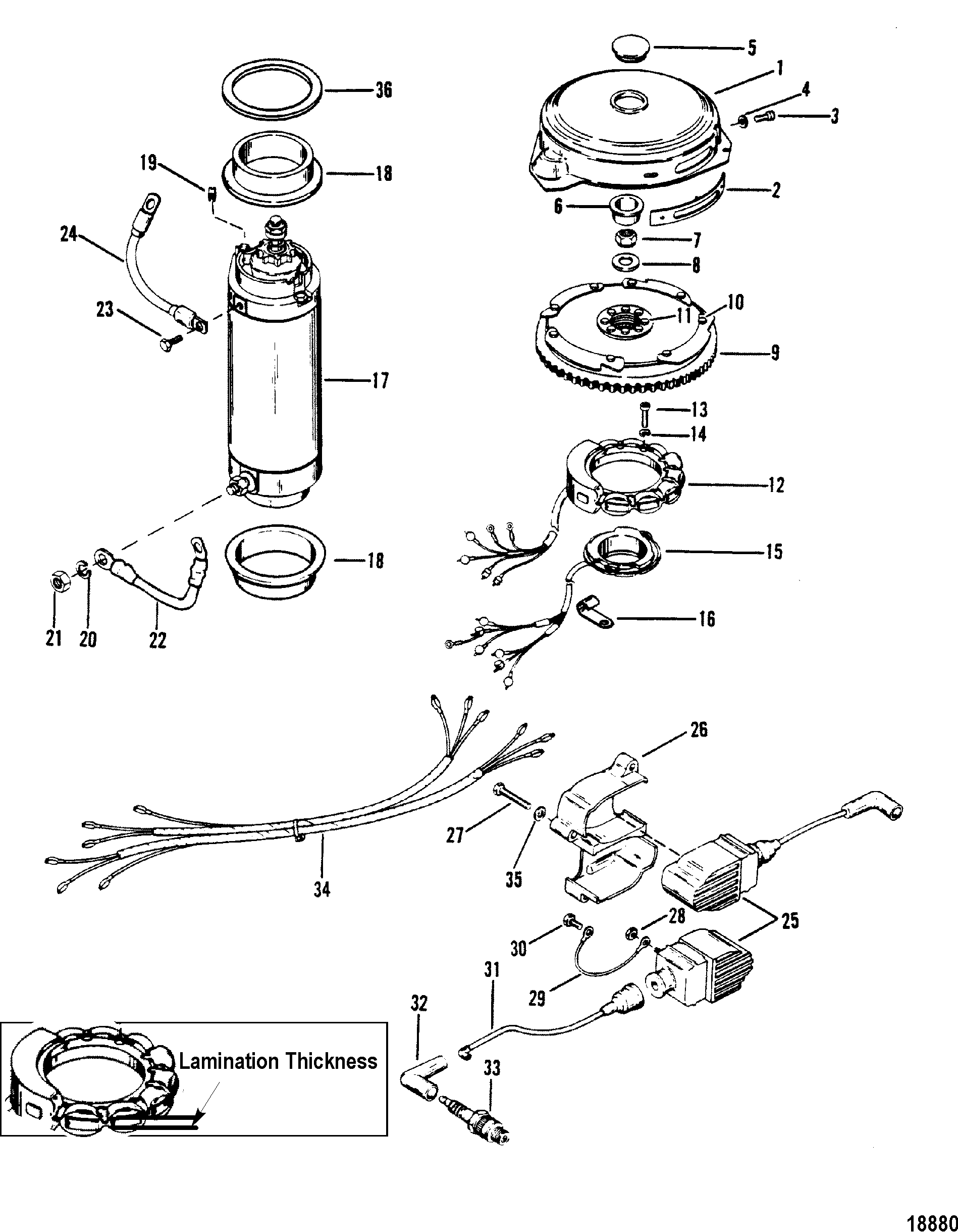 Flywheel, Starter Motor and Ignition Coils FOR MARINER ... mariner magnum 40 hp wiring diagram 