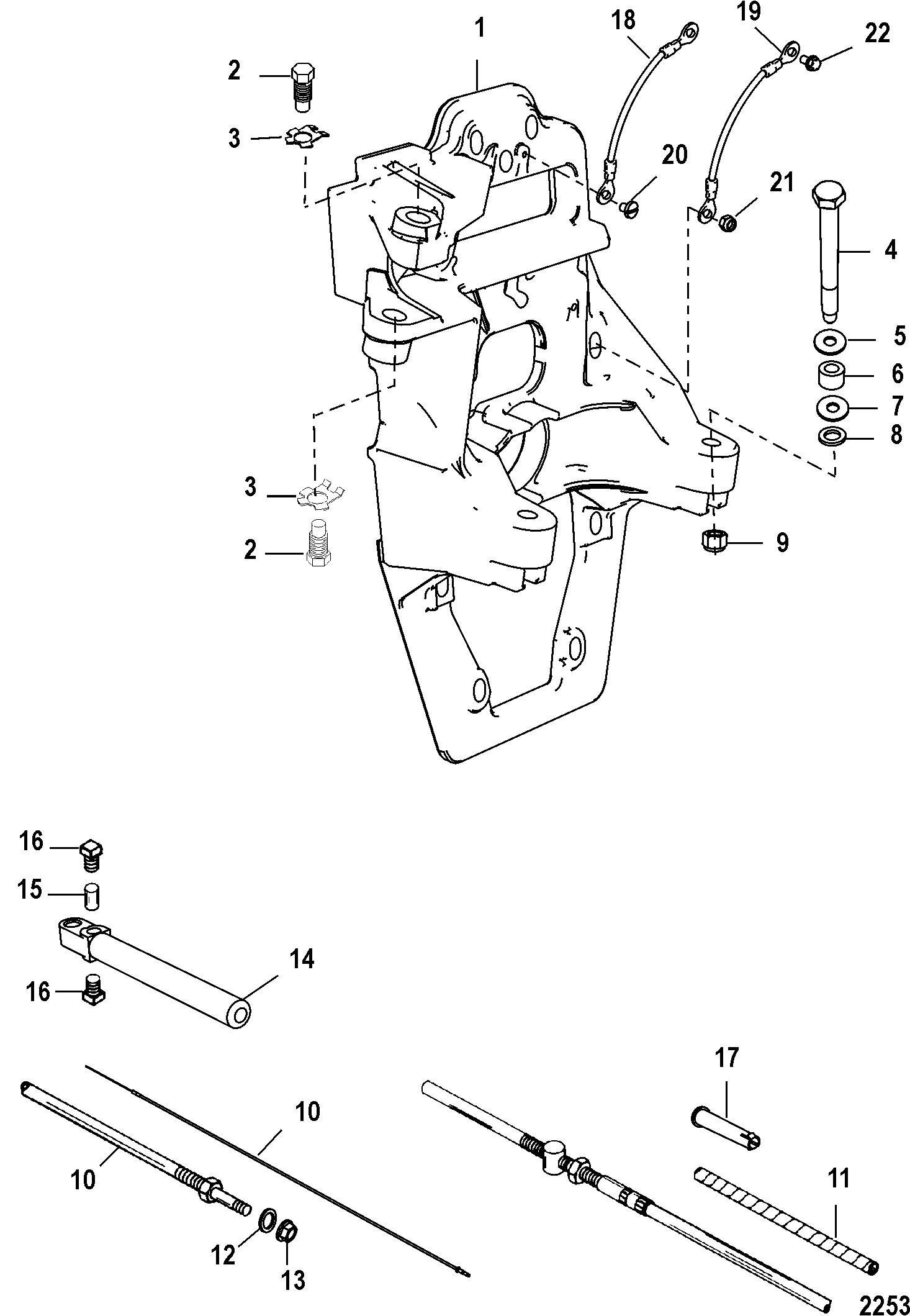 TRANSOM PLATE AND SHIFT CABLE FOR MERCRUISER BRAVO I - II ... 160 mercruiser wiring diagram 