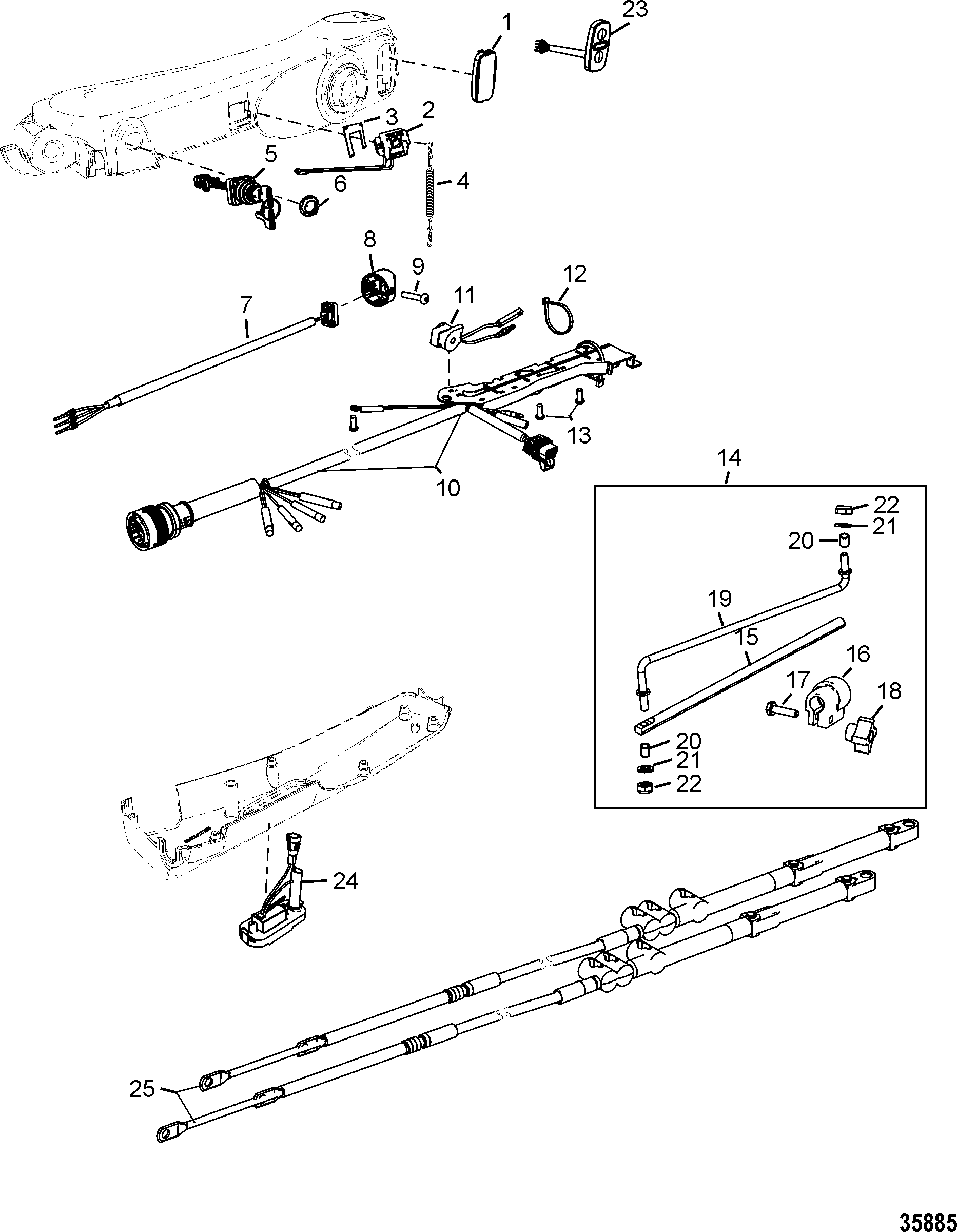 Tiller Handle Kit Components Big Tiller-Manual Mechanical ... quicksilver battery isolator wiring diagram 