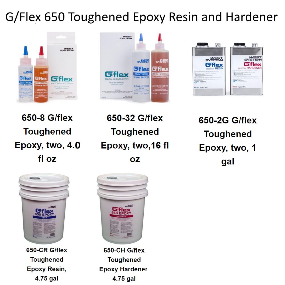 WEST System G/flex 650 Liquid Epoxy Resin and Hardener all sizes