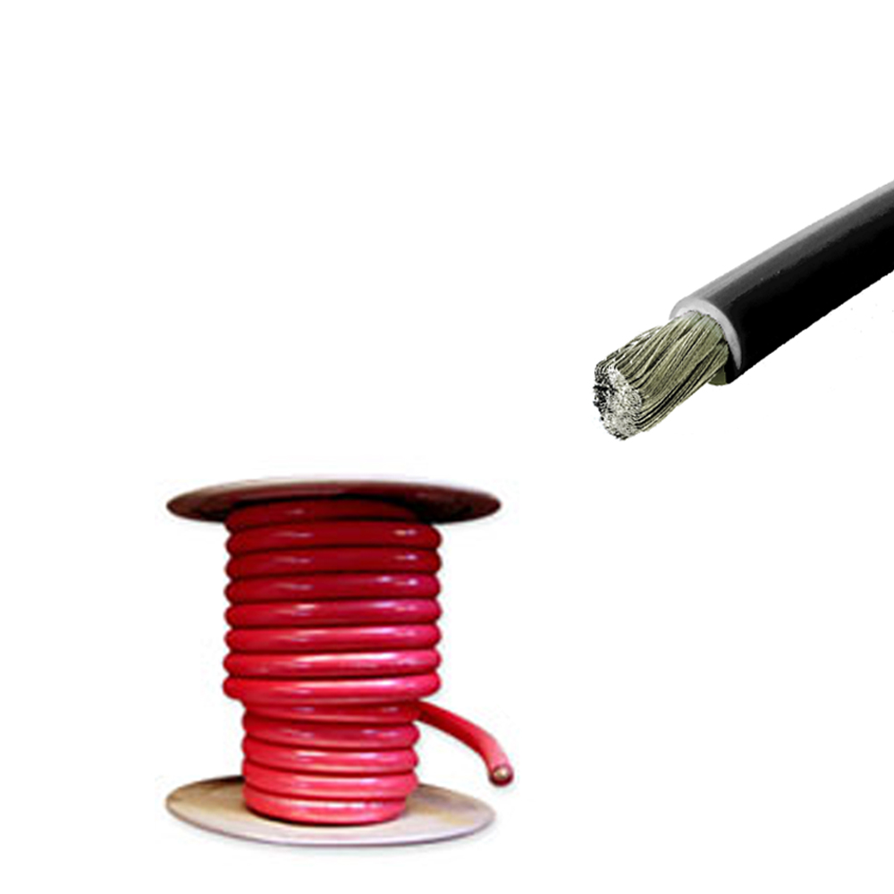 1/0 Gauge Marine Tinned Battery Cable - (Red and Black)