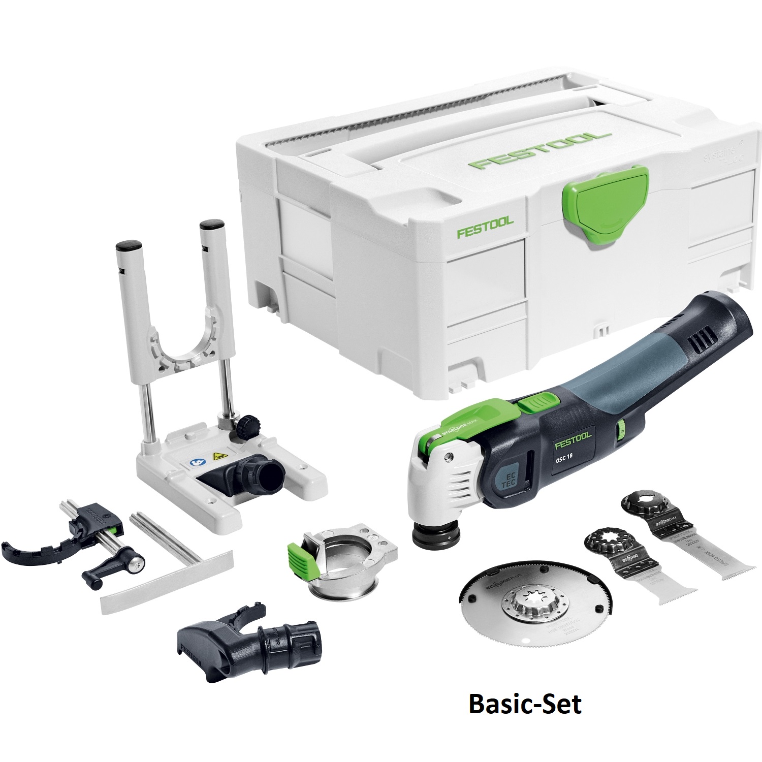 Festool 574850 Vecturo 18V Oscillating Multitool Basic Set with depth stock and additional blades