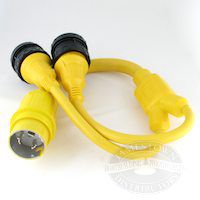 Marinco Y Adapter, 2-30A Locking to 50A (125/250V) Locking