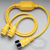 Marinco Reverse Y Adapter, 50A 125/250V Locking to 2-30A 125V Locking