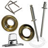 staples in s/s and monel, aluminum and ss rivets, riveting tools and staple guns, grommets