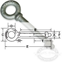 Shoulder Eye Bolts - Galvanized Steel