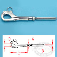 Suncor 316 SS Pelican Hook with Swage Stud