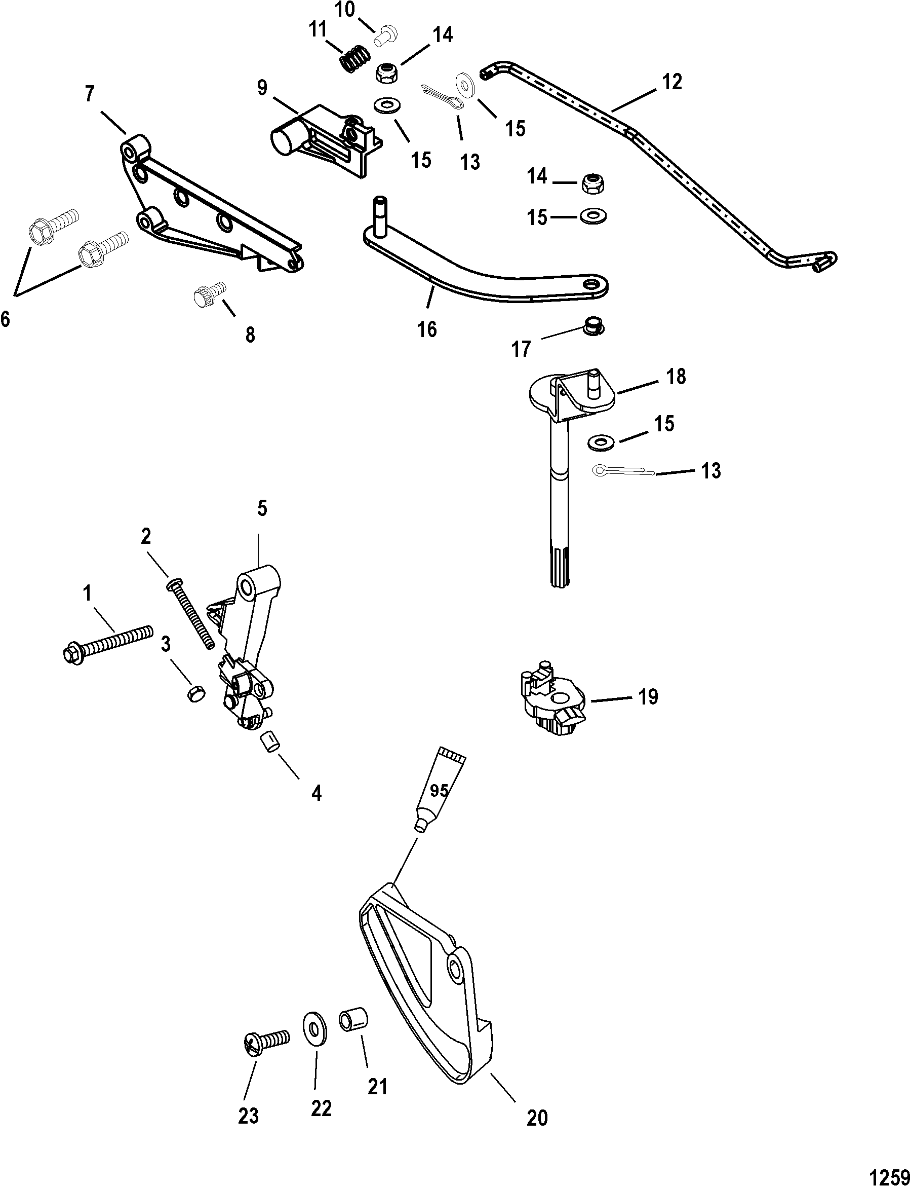 ... Array - linkage manual bigfoot for mariner mercury 30 40 3 cyl carb 4 stroke rh