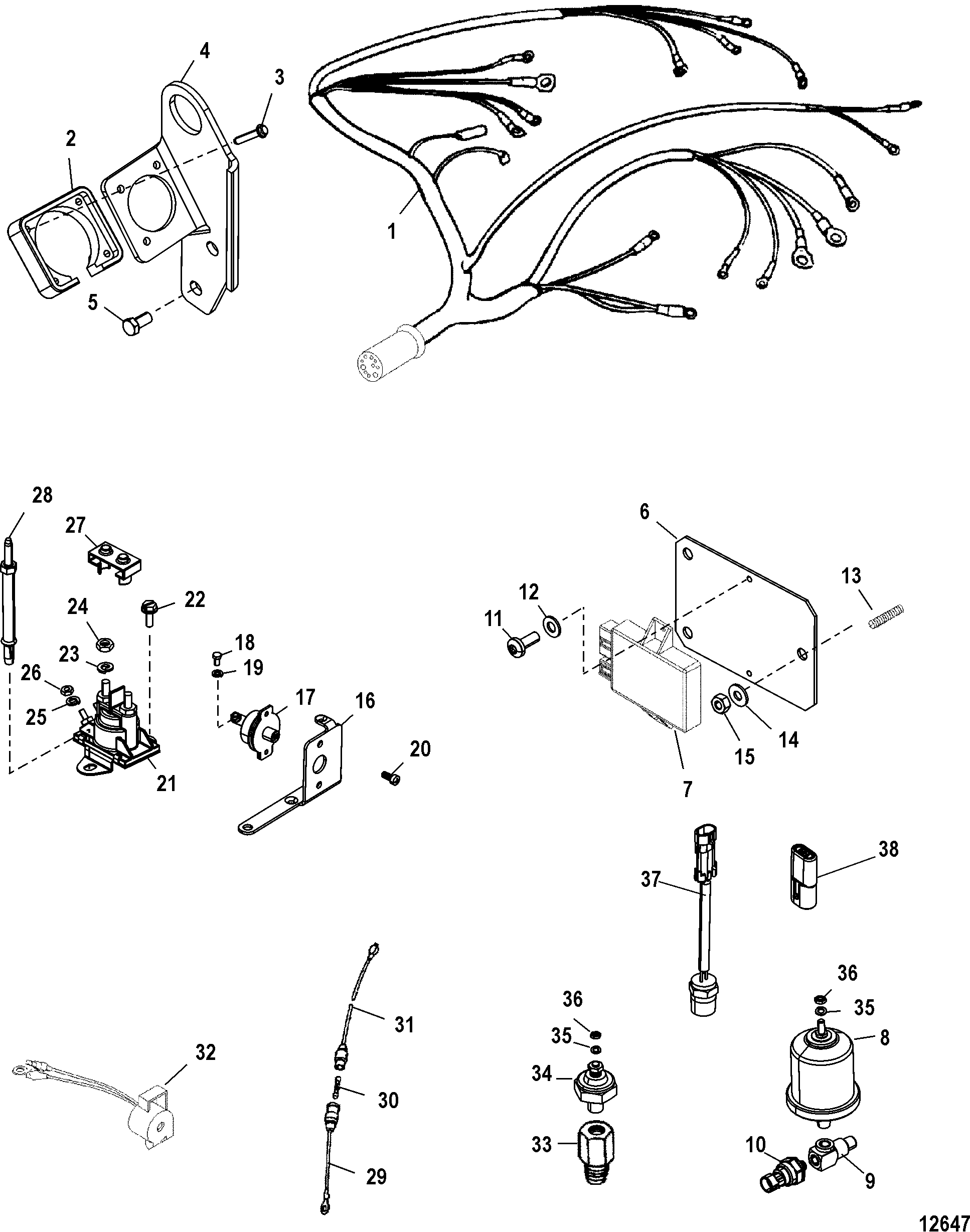 Electrical Components FOR MERCRUISER 4.3L CARB ALPHA/BRAVO Electrical Components FOR MERCRUISER 4.3L CARB ALPHA/BRAVO