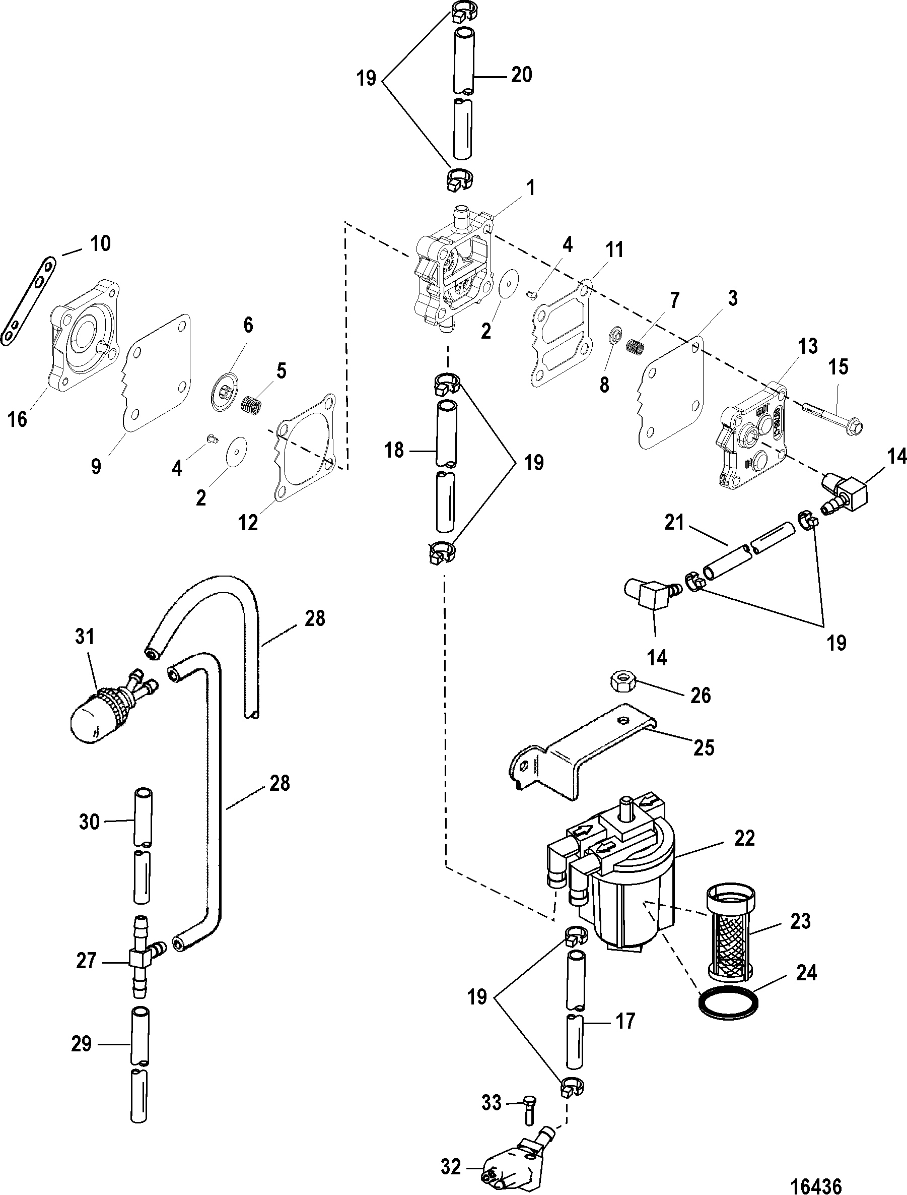 Fuel Pump, Manual FOR MARINER / MERCURY 55/60 JET 40 (3 CYLINDER)