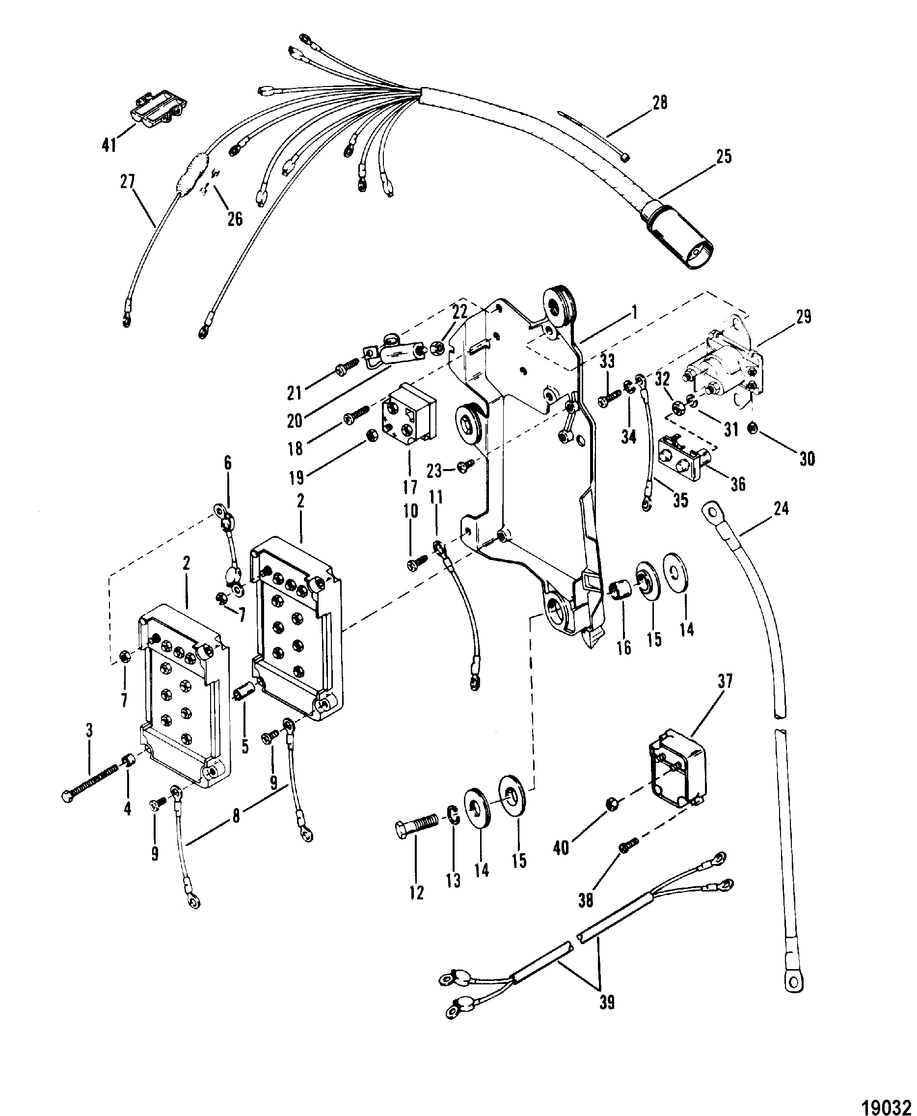 Wiring Harness, Starter Solenoid and Rectifier FOR MARINER / MERCURY / SEA RAY 135/150 H.P (V-6)