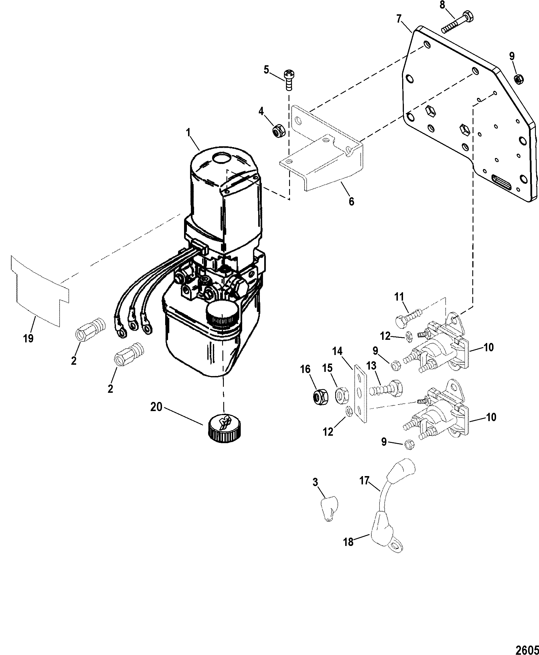 Pump/Motor, Plastic Resevoir 849670A05 FOR TRIM / TILT / LIFT SYSTEMS ...