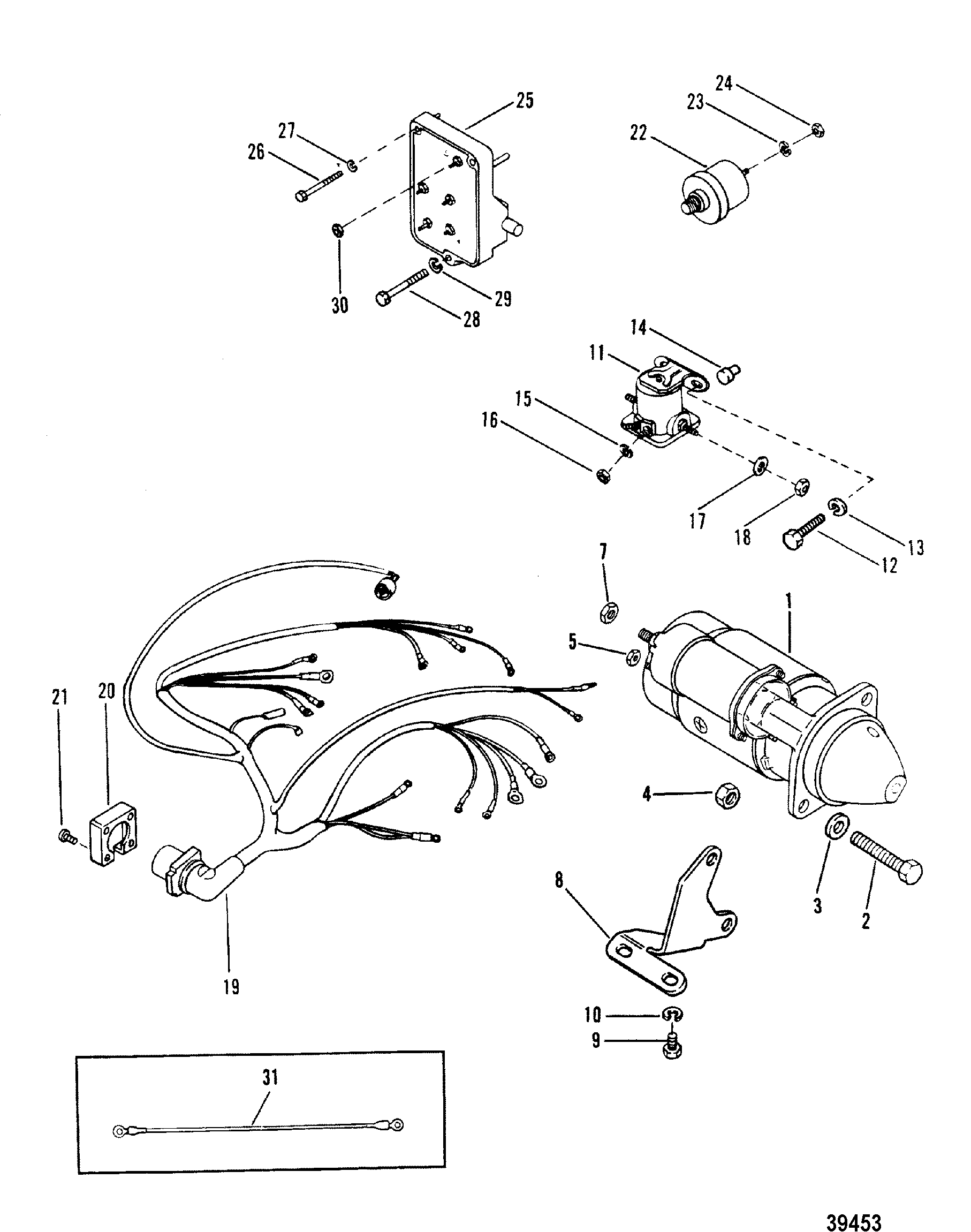 STARTER MOTOR AND WIRING HARNESS FOR MERCRUISER 165 HP - 3.7L/170 HP ...