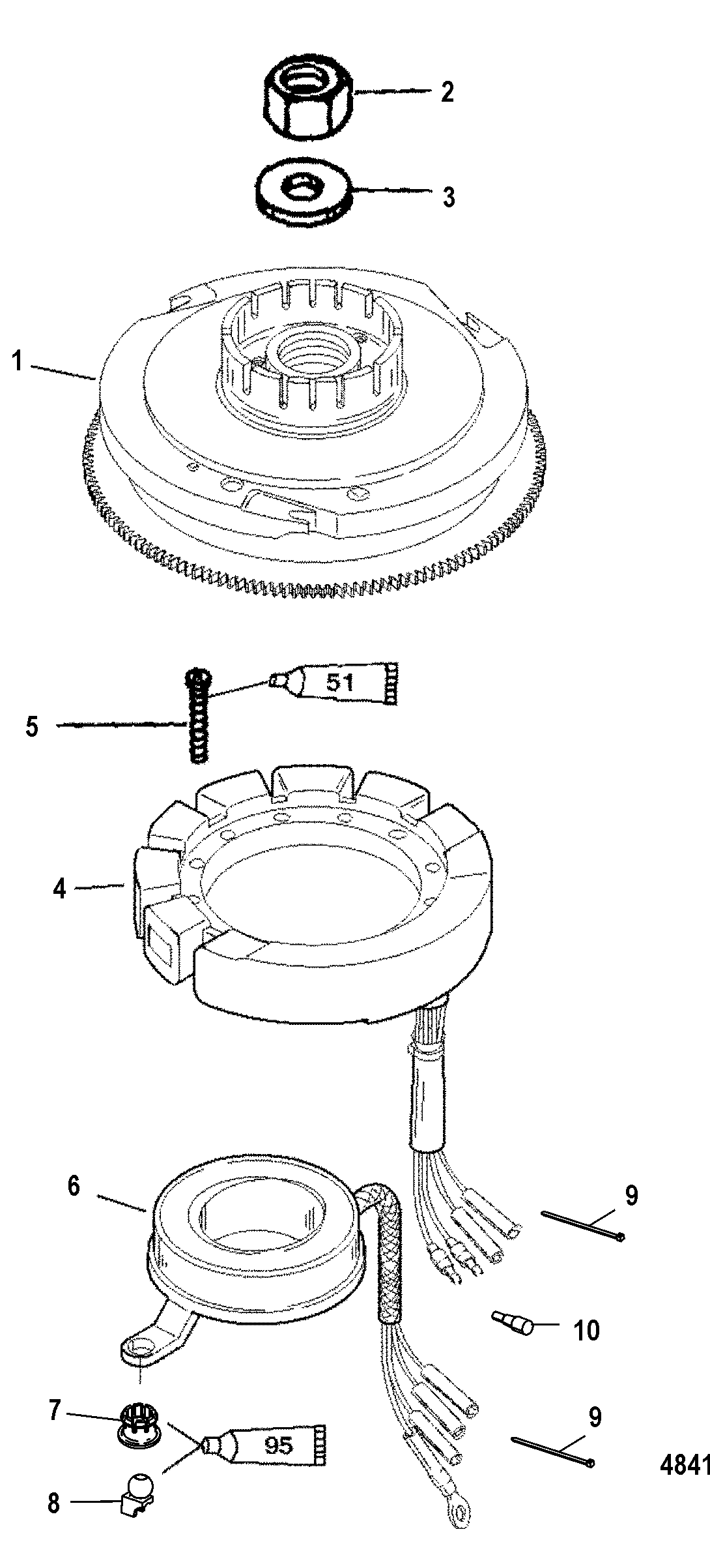 Flywheel and Stator, Manual FOR MARINER / MERCURY 55/60 JET 40 (3 CYLINDER)