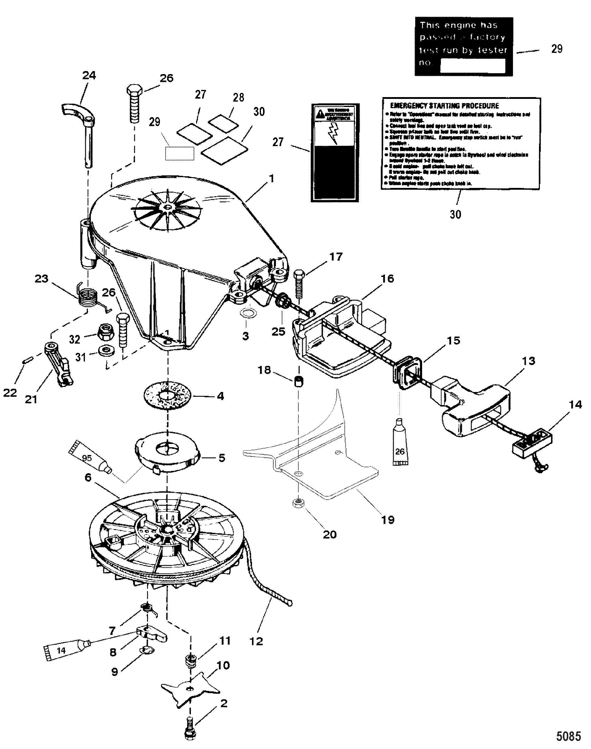 Starter Assembly(Manual) FOR MARINER / MERCURY 20/25/JET 20 - 20/25 SEAPRO/MARATHON (2-STROKE)