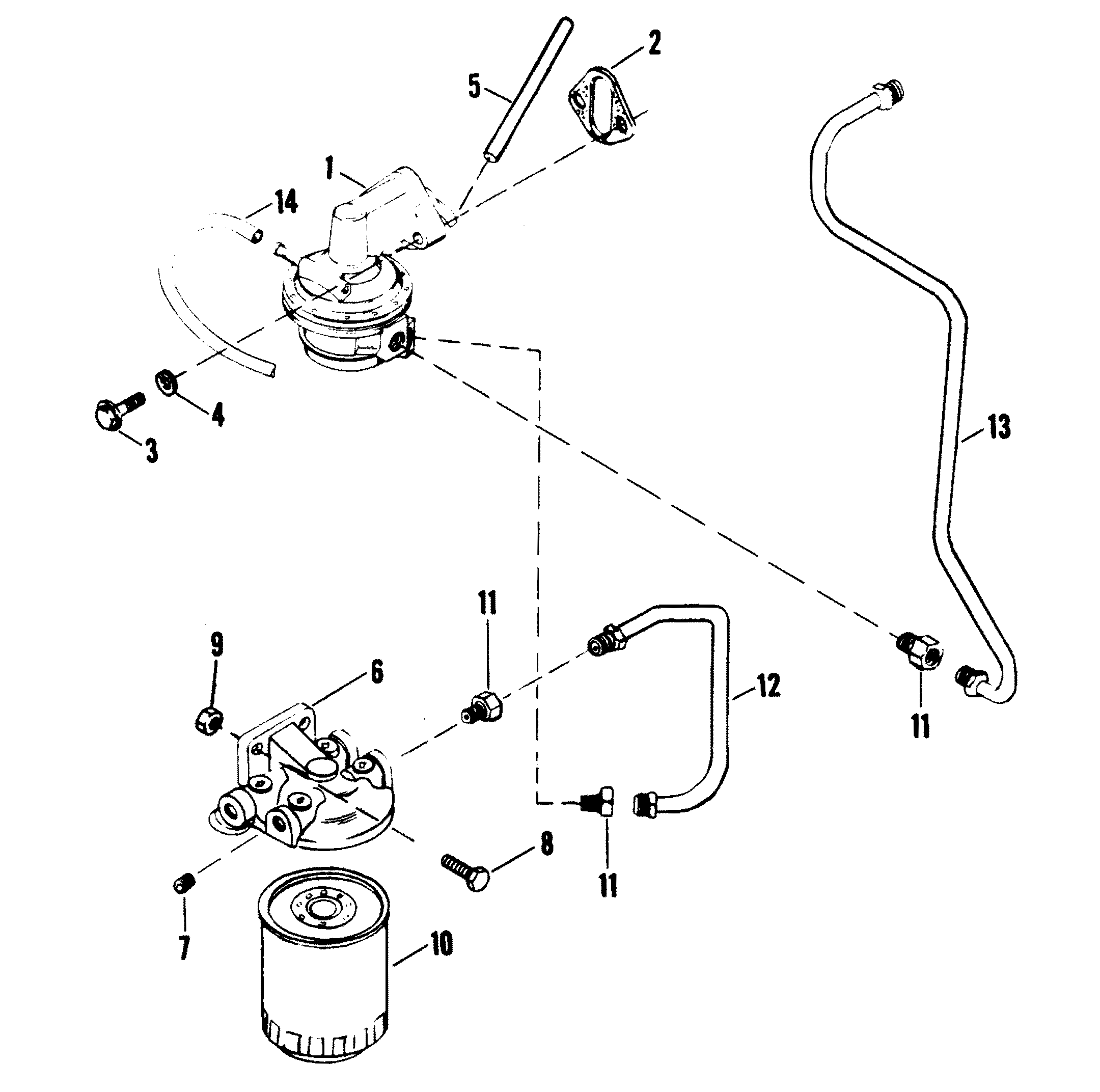 FUEL PUMP AND FUEL FILTER FOR MERCRUISER 454 MAGNUM ALPHA ONE ENGINE