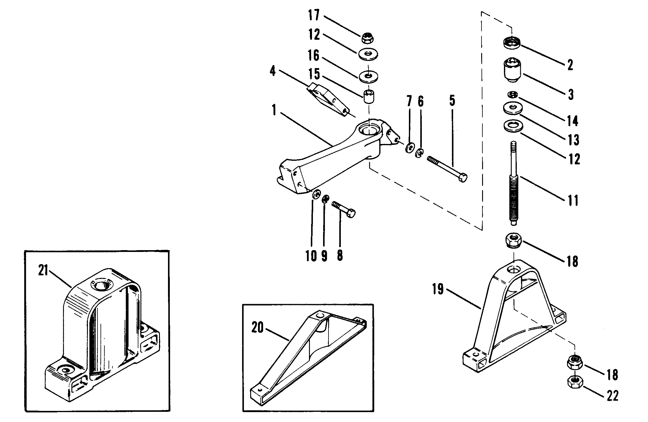 ENGINE MOUNTING (FRONT) FOR MERCRUISER 120 H.P./2.5L140 H.P./3.0L R/MR/ALPHA