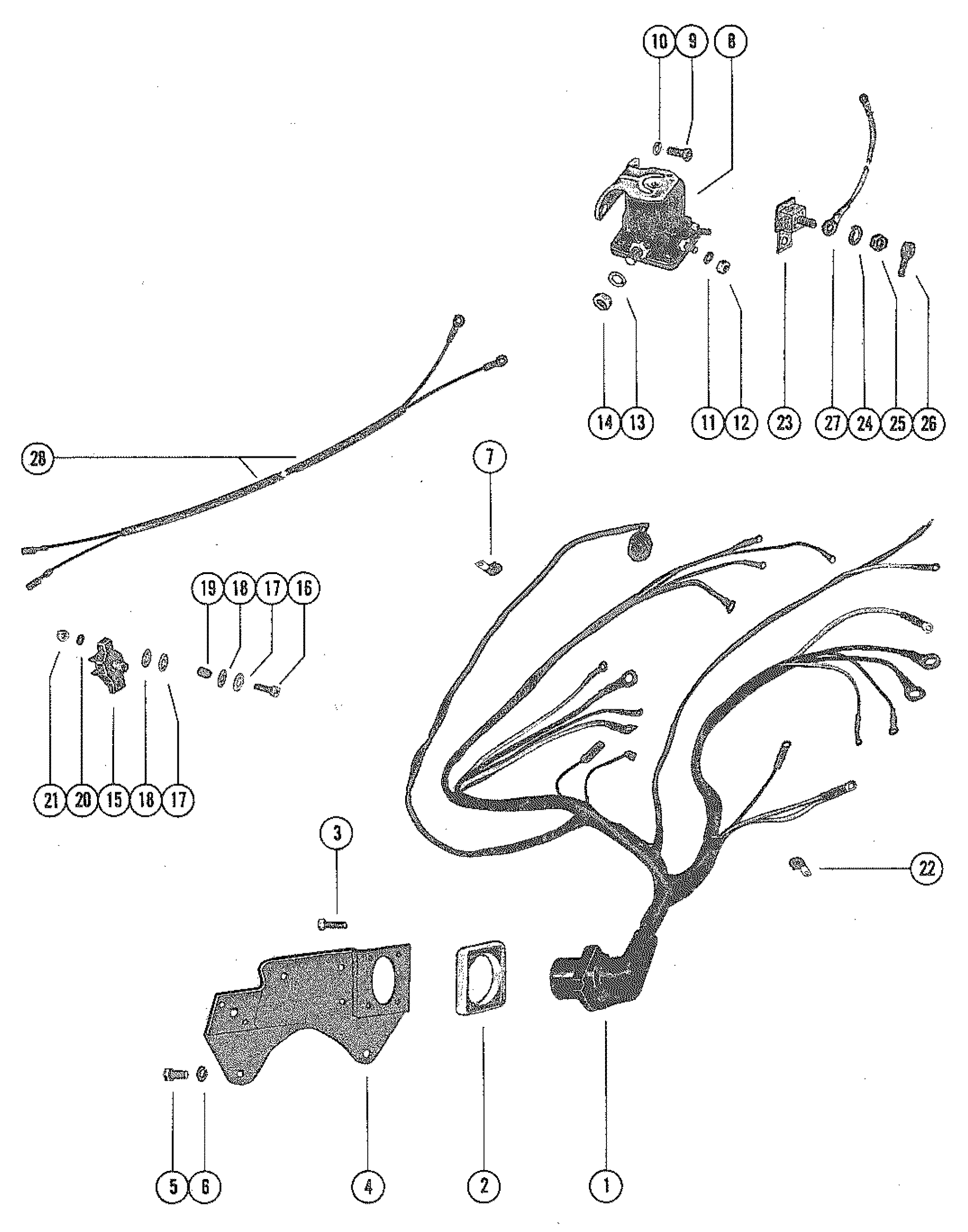 WIRING HARNESS, CIRCUIT BREAKER AND STARTER SOLENOID FOR MERCRUISER 330 ENGINE (G.M.)