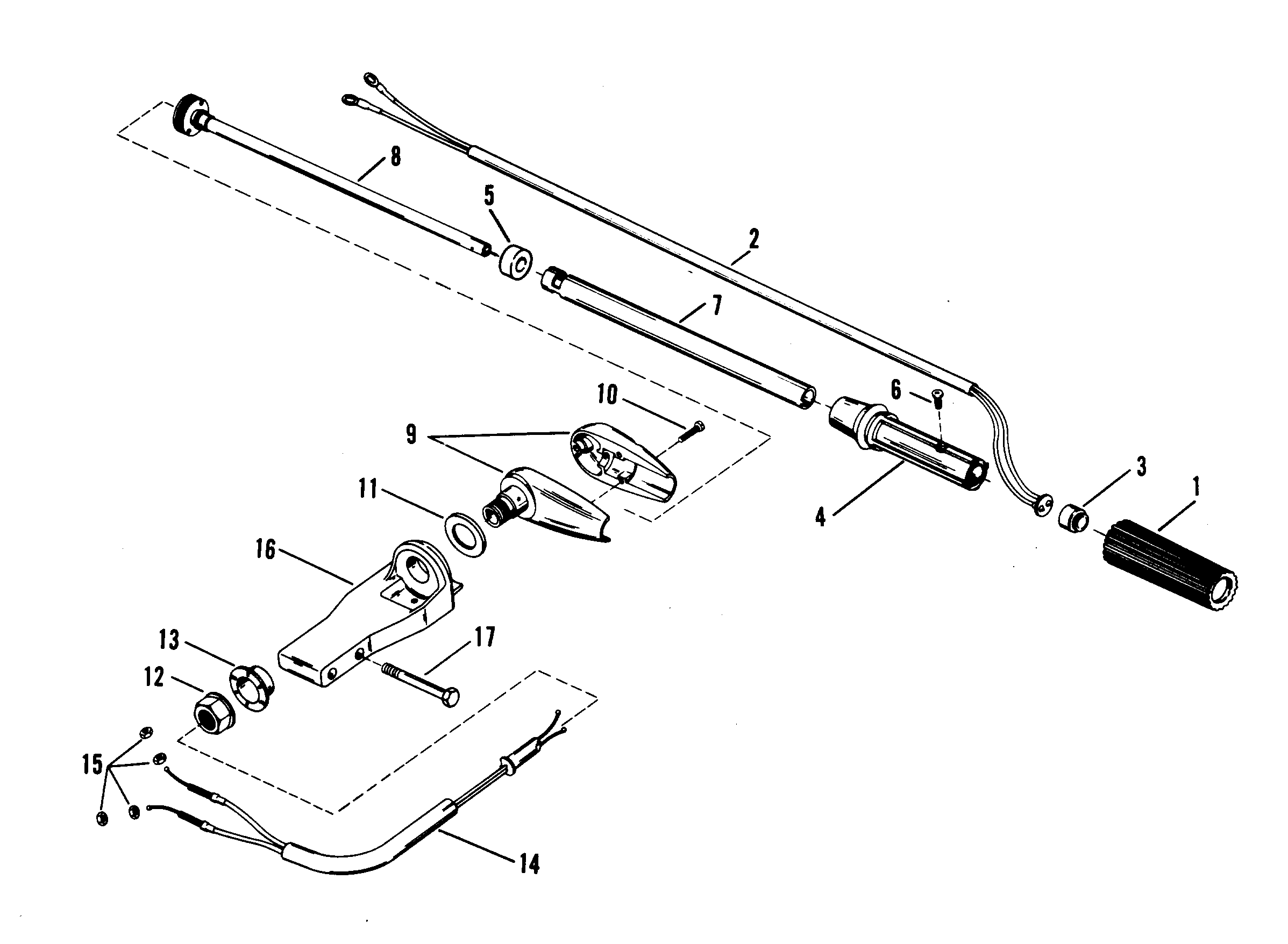 STEERING HANDLE ASSEMBLY (MARINER)(MANUAL) FOR MARINER / MERCURY 18/20/25 H.P. (XD)