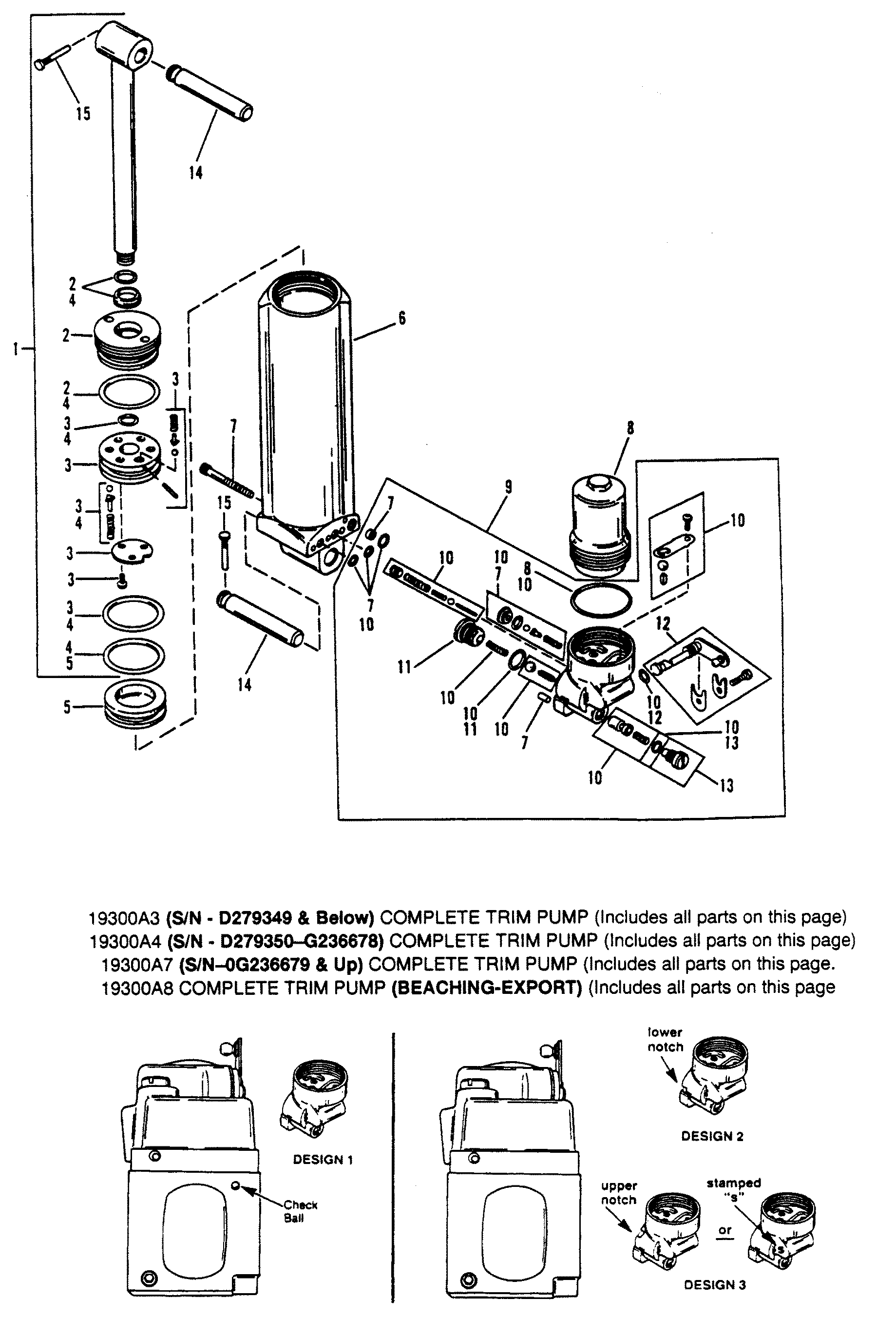 MANUAL TILT COMPONENTS FOR MARINER / MERCURY 50/55/60 HP JET 45