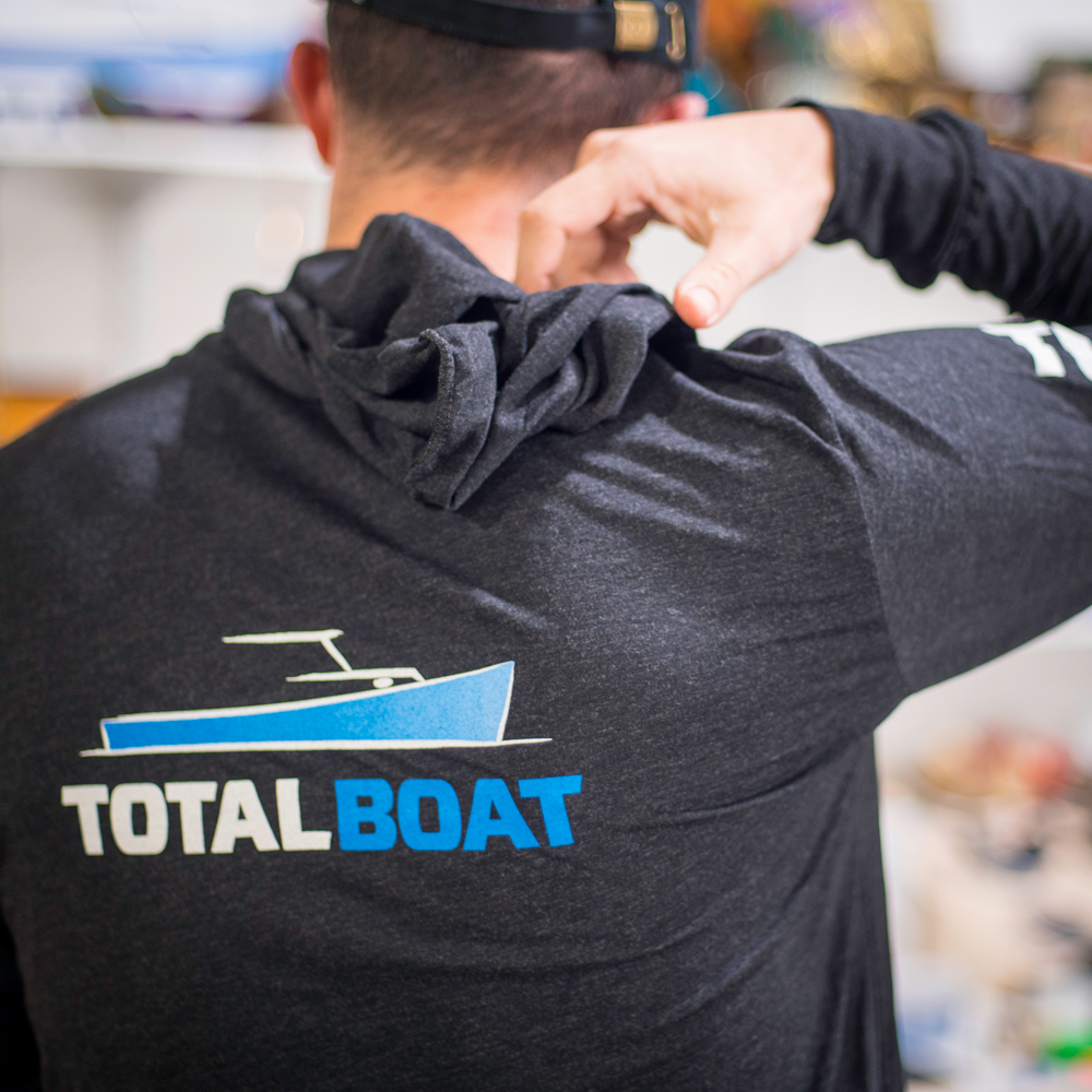 TotalBoat Mens Long Sleeve T-Shirt Hoodie - Charcoal