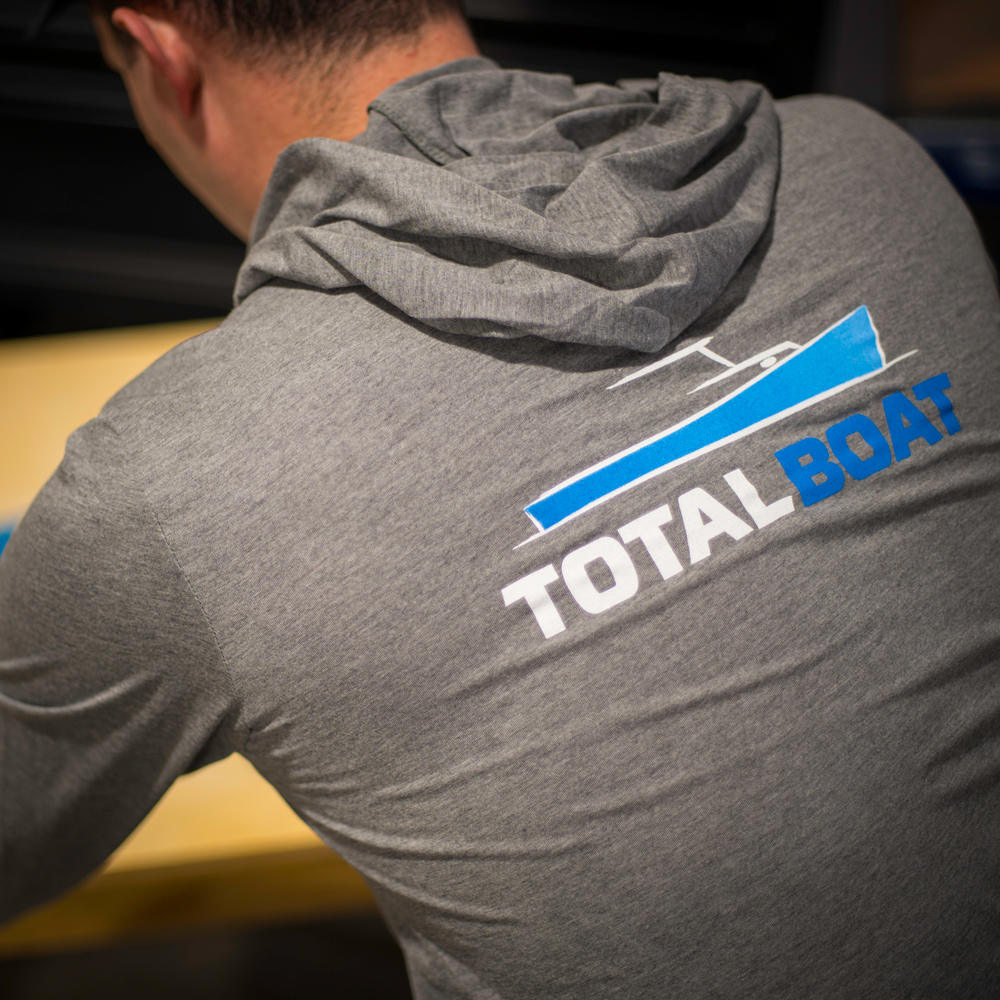 TotalBoat Men's Long Sleeve T-Shirt Hoodie - Grey Frost