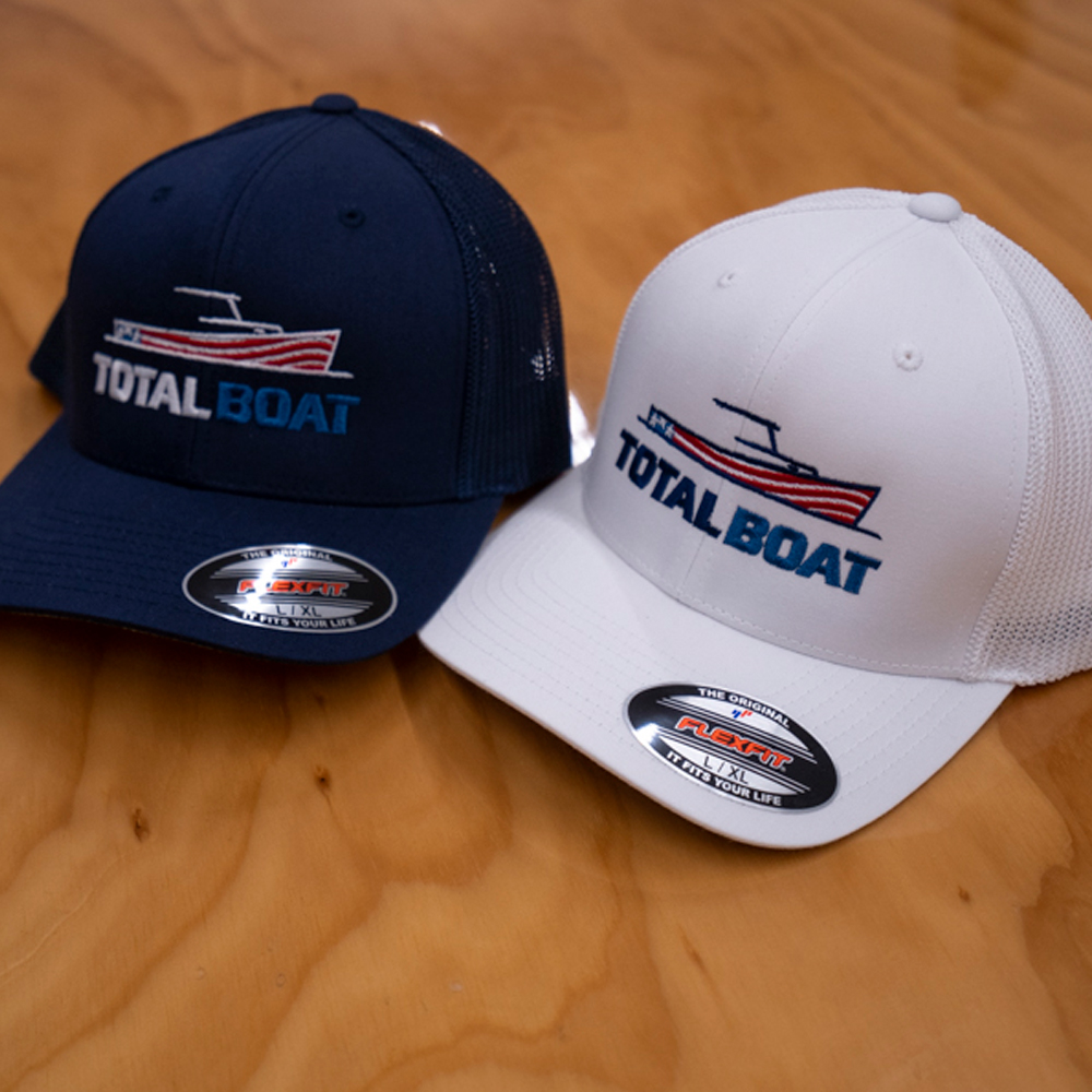 TotalBoat FlexFit Patriotic Mesh Back Caps - Available in White and Navy