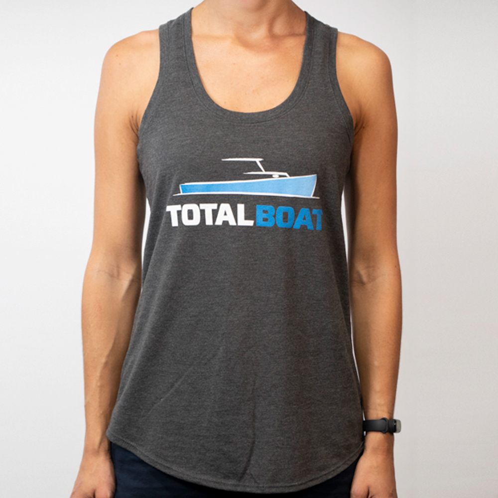 TotalBoat Womens Racerback Tank Top - Front - Heathered Charcoal color