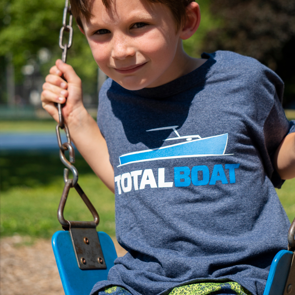 TotalBoat Youth Cotton Blend T-Shirts - Heathered Navy