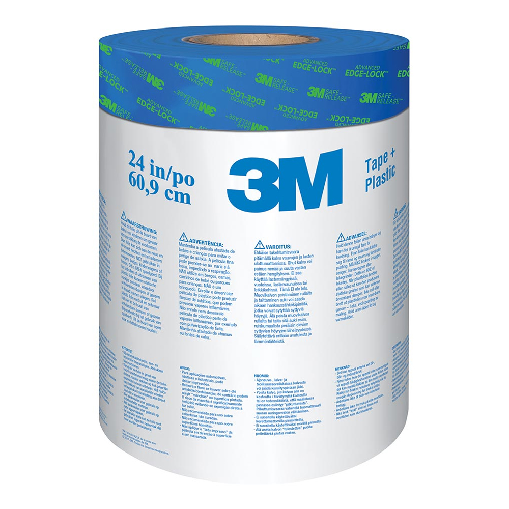 3M Scotch Blue Pre-Taped Painters Plastic Roll 24 inches wide by 30 yards long
