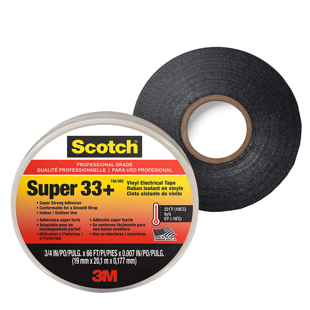 Vinyl Electrical Tape 194NA 0.5 in x 5.5 yd Scotch Super 33 Professional-grade 