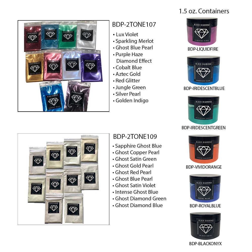 Black Diamond Mica Powder Pigments Variety Packs 10 Colors Each, 2TONE107 and 2TONE109
