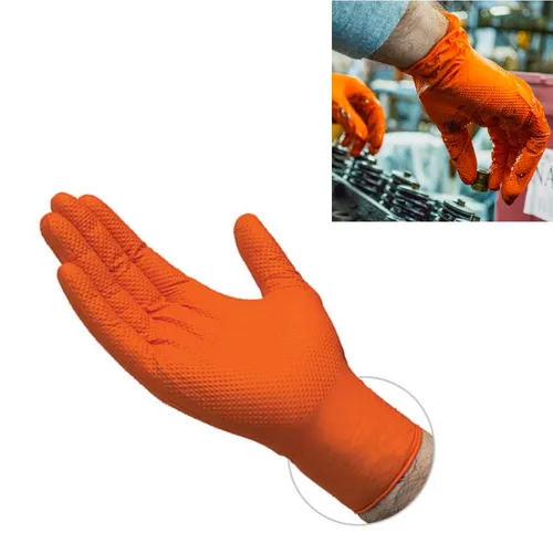 Ammex Gloveworks 8 Mil HD Textured Orange Nitrile Gloves