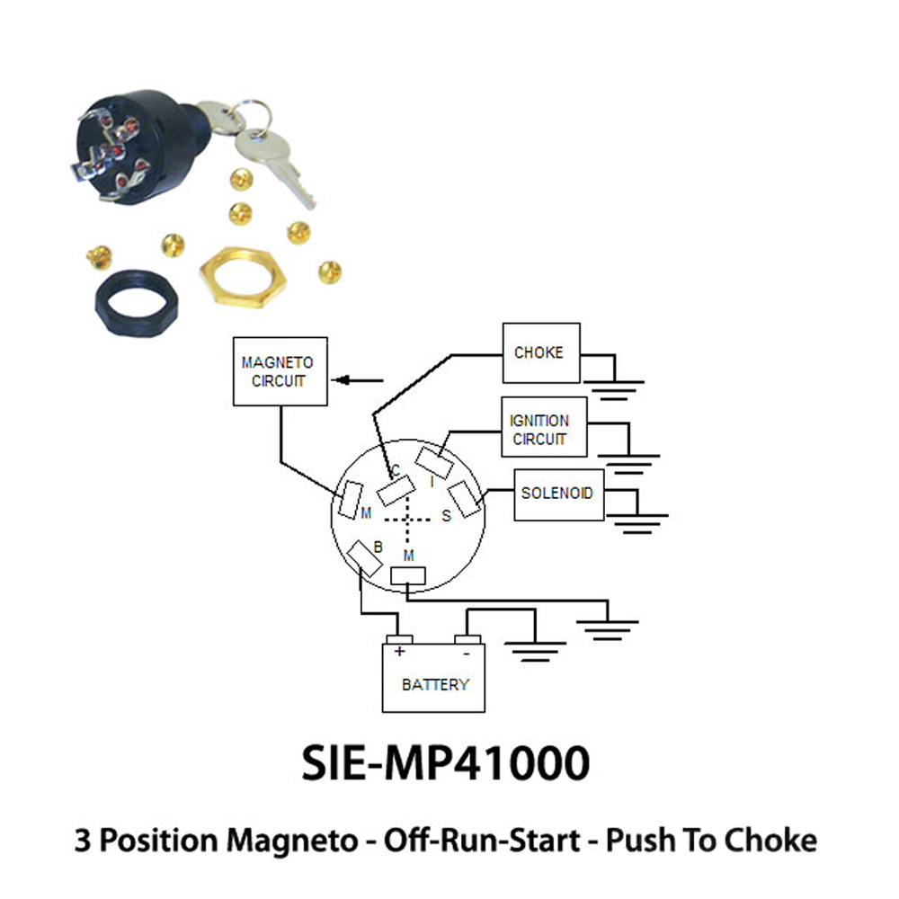 Mercury/Mariner Ignition Switch 3 Position Magneto - Off-Run-Start