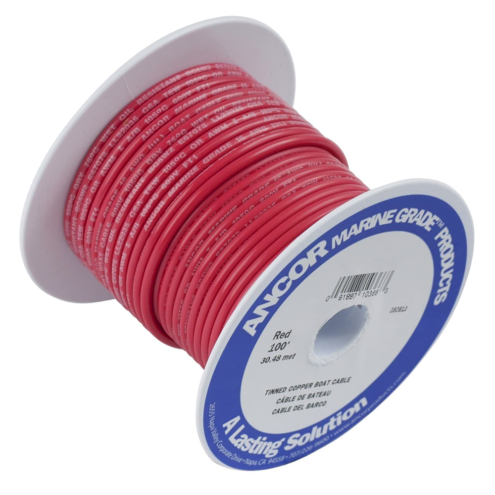 Red 8ft Long 4 AWG Marine Battery Cable with 5/16 and 1/2 Stud Copper Tinned Lugs