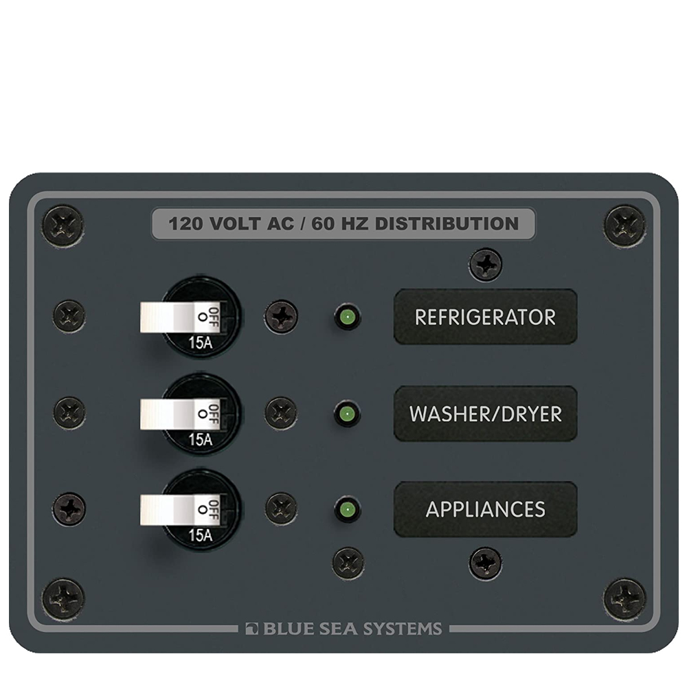 Blue Sea Systems AC 3 Position Toggle Circuit Breaker Panel