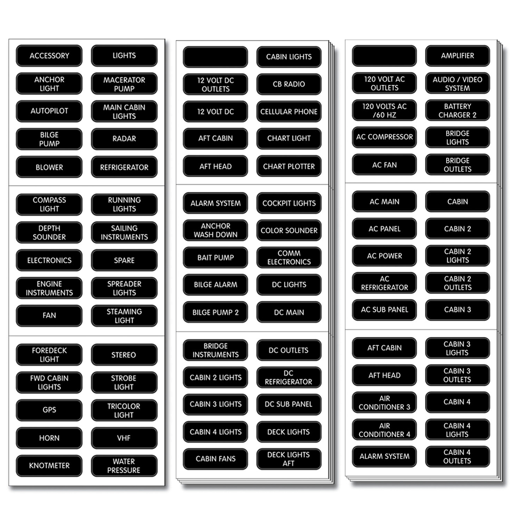 Blue Sea Systems Large Format Panel Labels AC or DC