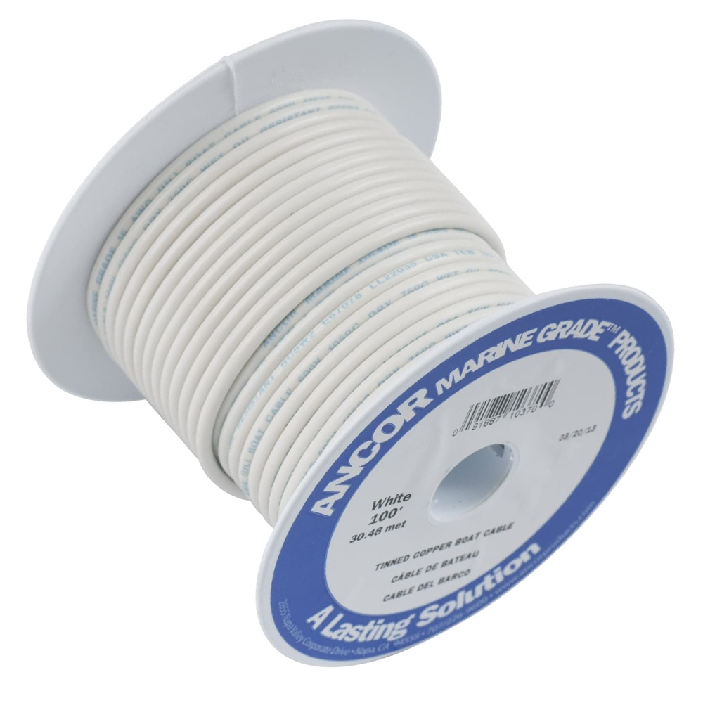 Ancor Marine Grade Tinned Copper Boat Wiring - 10 Gauge White 25 Foot Roll