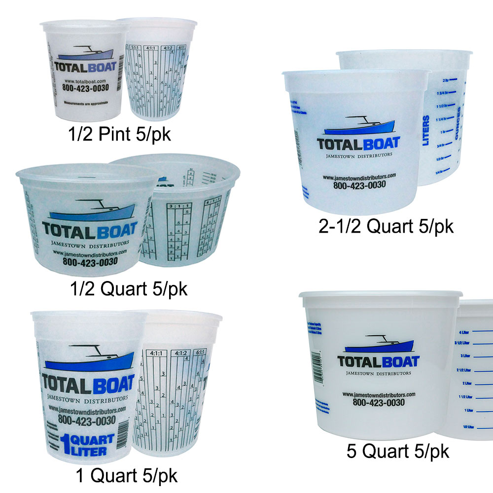 TotalBoat Plastic Paint Pails all sizes 5 per pack
