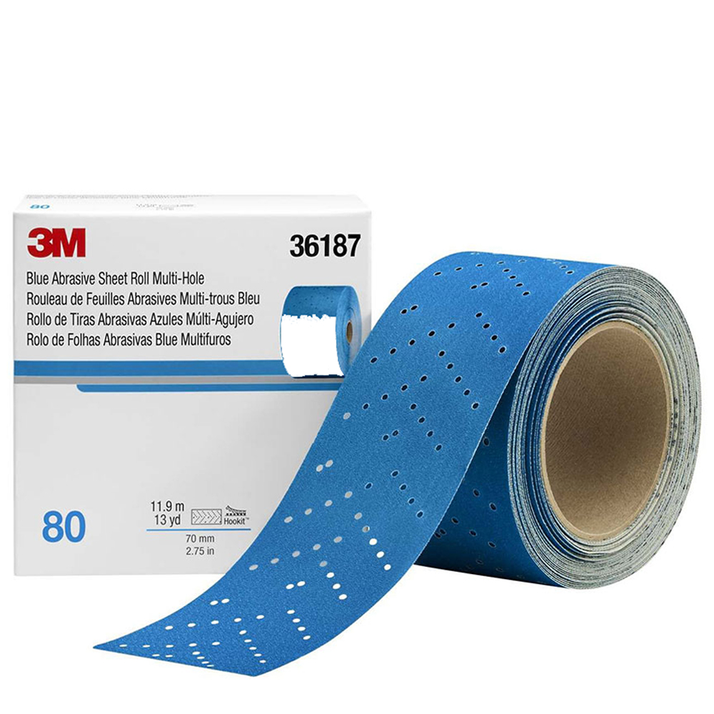 3M Hookit Blue Multi-Hole Abrasive Longboard Rolls 2-3/4 Inches Wide