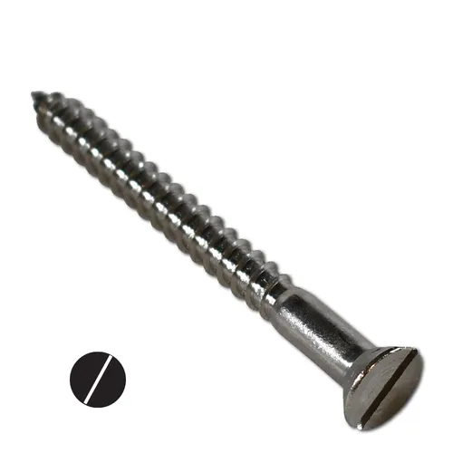 #1 Slotted Flat Head Solid Brass Wood Screws – Countersink, Deep Coarse Threads (Single Piece)