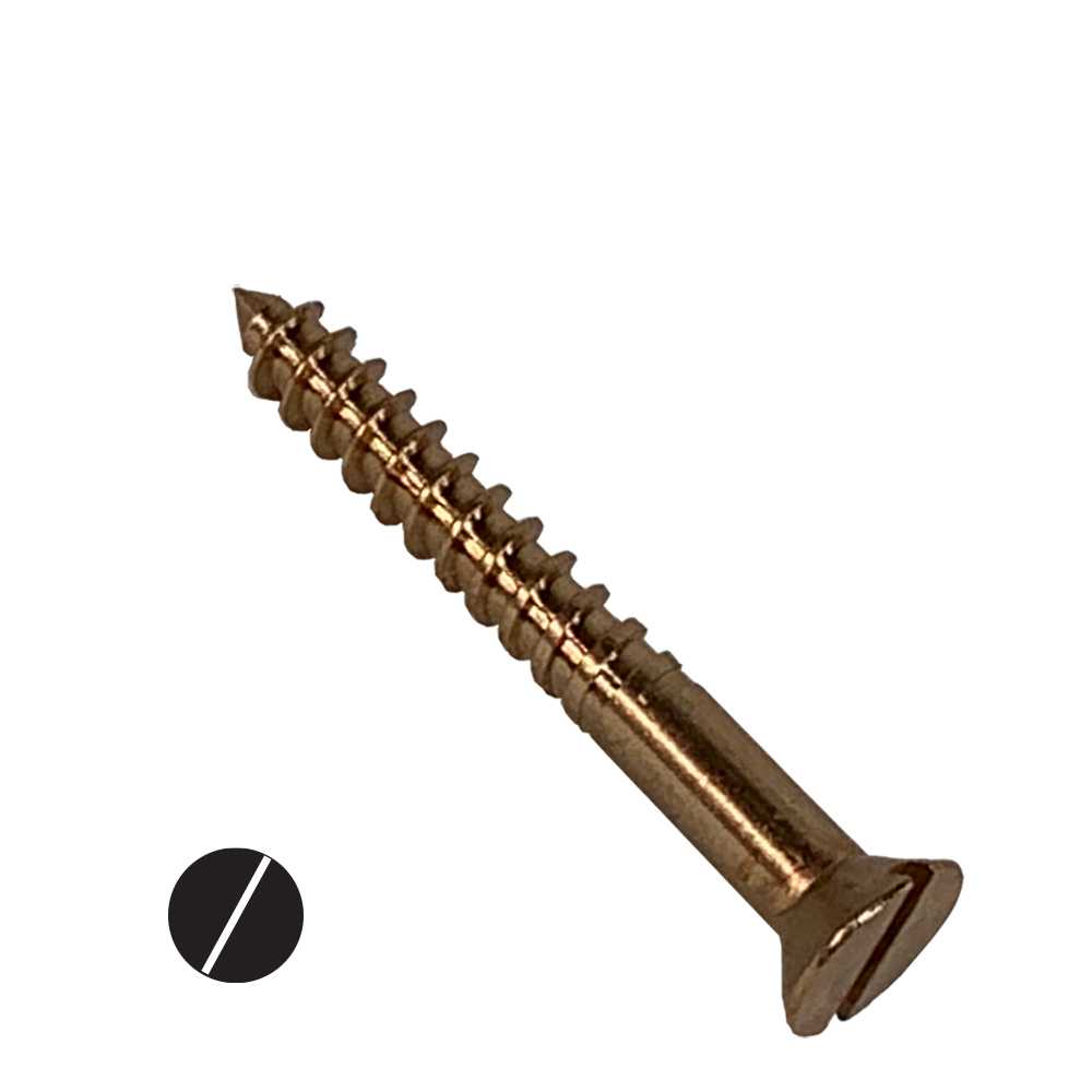 #14 Flat head slotted bronze wood screws made of silicon bronze
