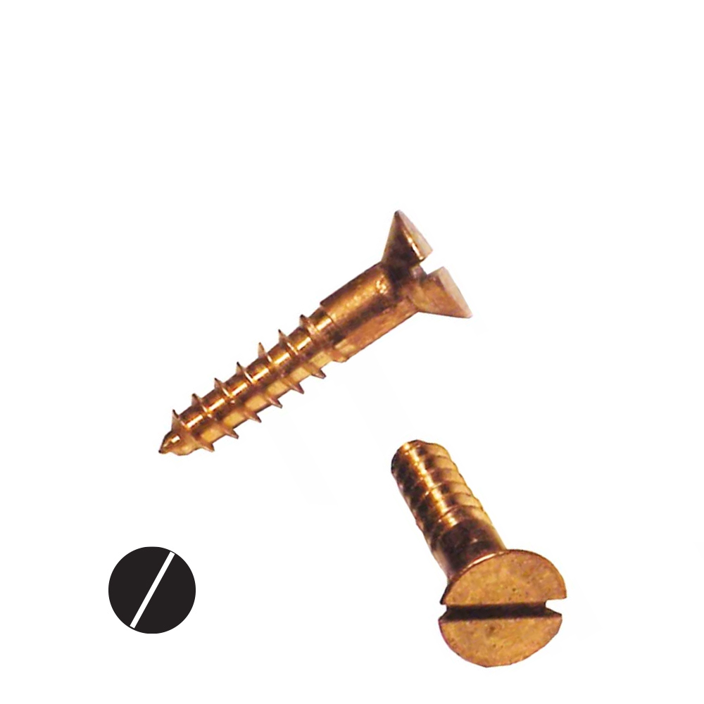 #10 Flat head slotted bronze wood screws made of silicon bronze