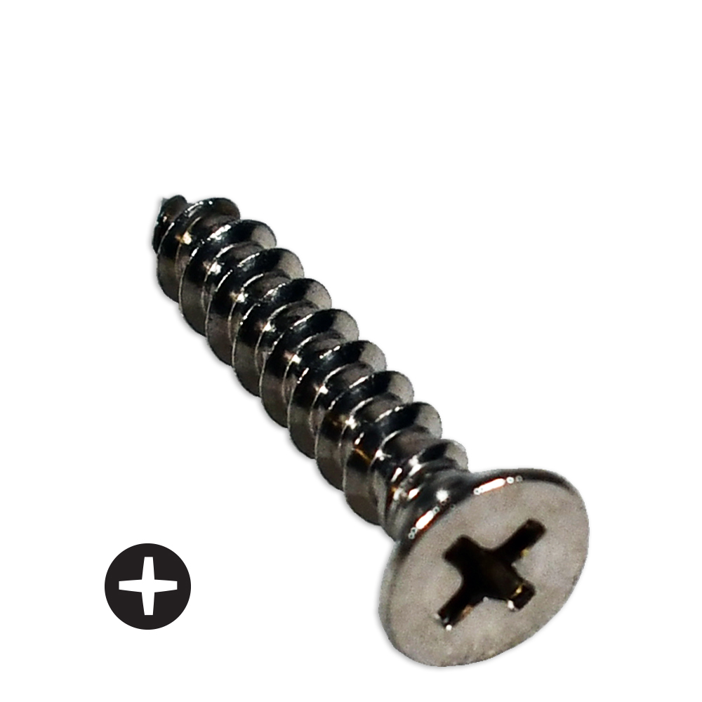 #8 Flat head phillips drive self tapping or sheet metal screws in 316 stainless steel