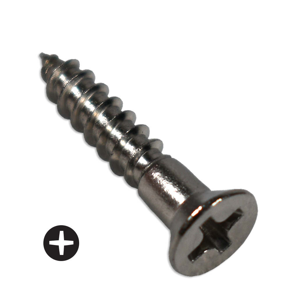 #10 Flat Head Phillips Wood Screws made of stainless steel