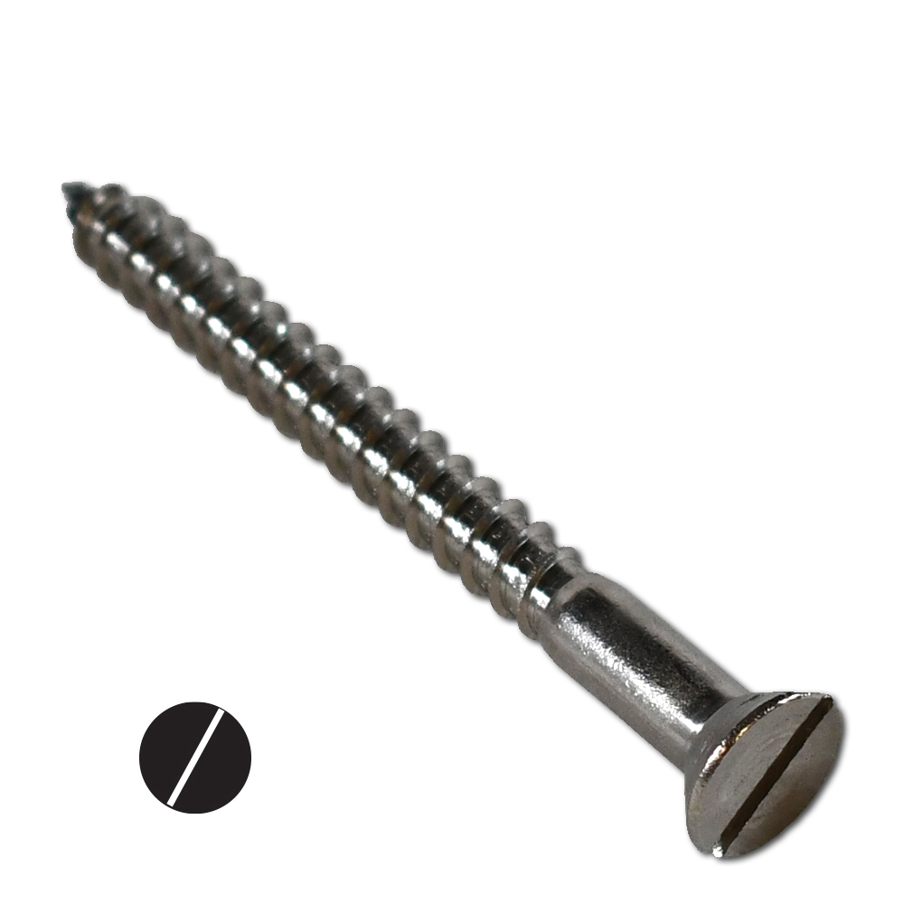 #16 Stainless steel flat head slotted wood screws
