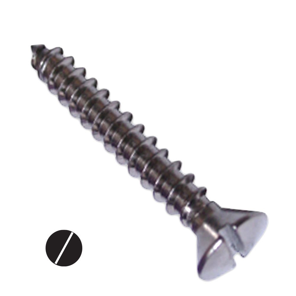 #10 Oval head slotted drive self tapping screws made of stainless steel