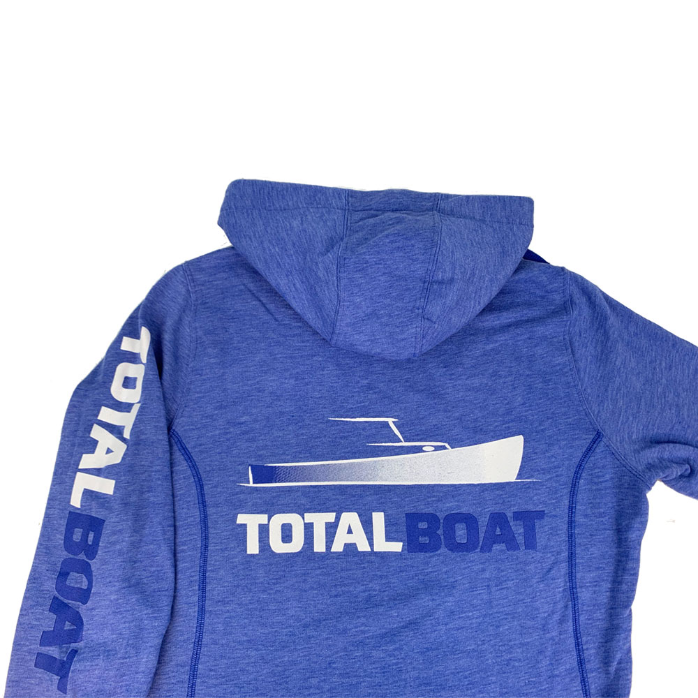 TotalBoat Hooded Logo Sleeve Wicking Fleece Sweatshirt Back