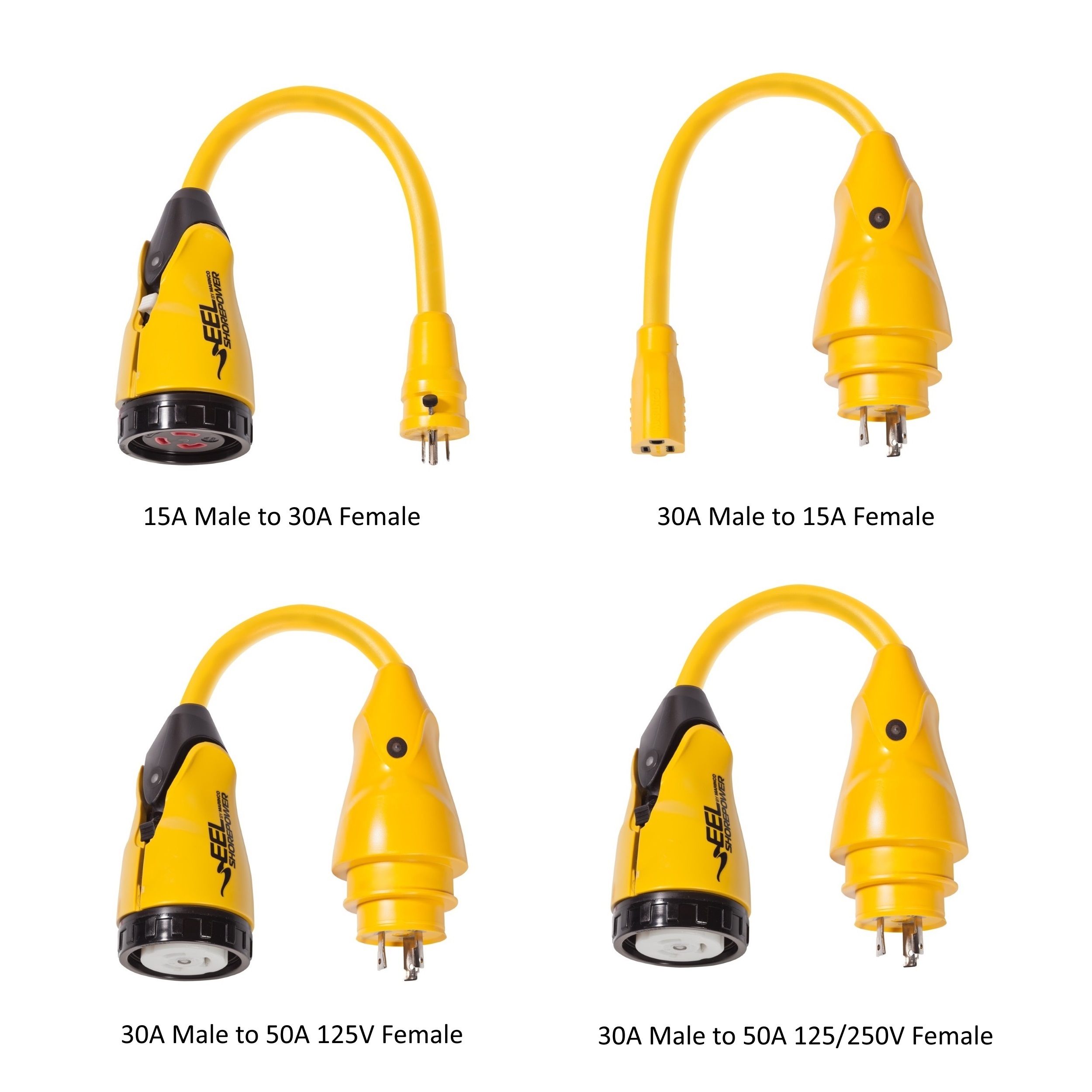 EEL 5A and 30A Male to 15A, 30A, and 50A Female Adapters