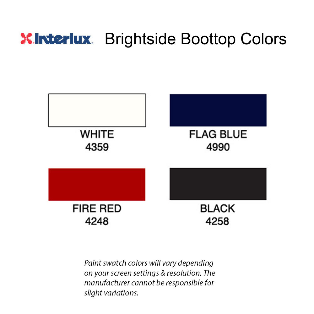 Interlux Brightside Boottop and Striping Enamel Color Chart
